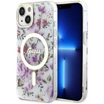 iphone 15 plus magsafe deklas - Guess "Flower MagSafe iPhone 14 Plus" Transparent - 1 nuotrauka