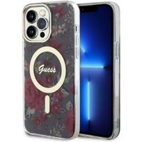 telefono deklas iphone 14 pro max - Guess "Flower MagSafe iPhone 14 Pro Max" Khaki - 1 nuotrauka