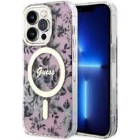 telefono deklas iphone 14 pro max - Guess "Flower MagSafe iPhone 14 Pro Max" Pink - 1 nuotrauka