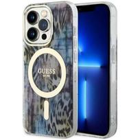 telefono deklas iphone 14 pro max - Guess "Leopard MagSafe iPhone 14 Pro Max" Blue - 1 nuotrauka