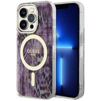 telefono deklas iphone 14 pro max - Guess "Leopard MagSafe iPhone 14 Pro Max" Pink - 1 nuotrauka