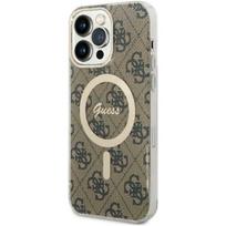 telefono deklas iphone 14 pro max - Guess "4G MagSafe iPhone 14 Pro Max" Brown - 1 nuotrauka