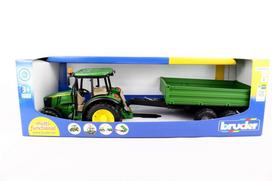 modeliukai traktoriai - BRUDER Traktorius JOHN DEERE 5115M su priekaba - 1 nuotrauka