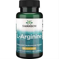  SWANSON L-ARGININE, 500 mg, 100 kapsulių