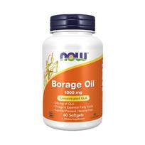 agurkliu kapsules - NOW Borage Oil 1000mg, 60 minkštųjų kapsulių - 1 nuotrauka