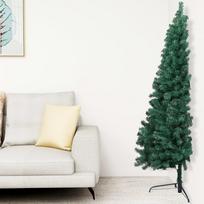 Dirbtinė pusinė kalėdų eglutė su led/stovu, žalia, 240cm, pvc