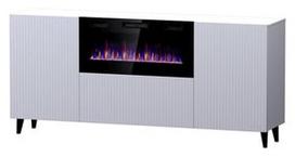 balta komoda - PAFOS komoda su elektriniu židiniu 180x42x82 cm balta matinė - 1 nuotrauka