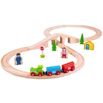 traukiniu trasa - Mediniai traukinio bėgiai Bigjigs Toys, 40 d. - 2 nuotrauka