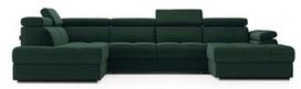 Kampinė sofa Homede Fetto XLO/L, tamsiai žalia, kairinė, 341 x 200 cm x 95 cm