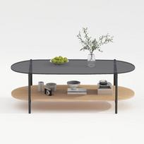 Kavos staliukas Home4you Cindy, rudas/pilkas, 55 cm x 120 cm x 40 cm