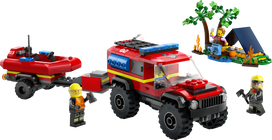 lego automobilis - LEGO City 4x4 ugniagesių visureigis su gelbėjimo valtimi 60412 - 3 nuotrauka