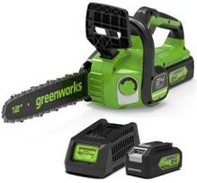 akumuliatoriniai grandininiai pjuklai su akumuliatoriais - Greenworks GD24CS30K4, 30 cm - 1 nuotrauka