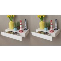 Sieninė lentyna VLX With Drawers 2pcs 276001, balta, 48 cm x 25 cm x 8 cm