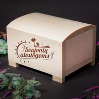 Medinė graviruota taupyklė - skrynelė "Svajonių atostogoms"