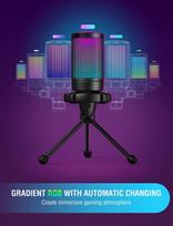gaming mikrofonai - Fifine Ampligame A6V RGB Black (Juodas) - 5 nuotrauka