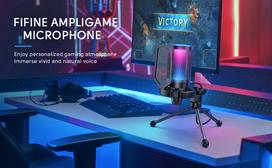 gaming mikrofonai - Fifine Ampligame A6V RGB Black (Juodas) - 7 nuotrauka