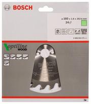 pjovimo diskas medienai - Medienos pjovimo diskas BOSCH Optiline Wood, 160 x 20/16 x 1,8 mm, 24 - 1 nuotrauka