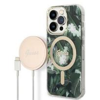 Dėkliuko ir įkroviklio komplektas Guess GUBPP14XHJEACSA, Apple iPhone 14 Pro Max, žalia