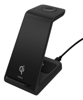 wireless charger 3in1 - DELTACO 15 W, USB-C, Qi sertifikuotas, juodas / QI-1037 - 2 nuotrauka