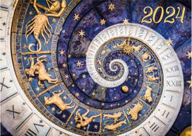 Kalendorius trigubas sieninis su juostele 2024 AGAPIC ZODIAKAS