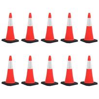 ispejamoji juosta - Įspėjamieji kūgiai su tvirtais pagrindais, 10vnt., 75cm - 2 nuotrauka