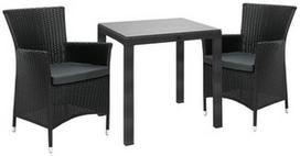 Lauko baldų komplektas Home4you Wicker, juodas, 2 vietų