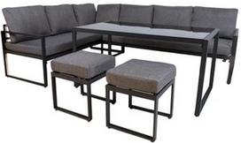 lauko baldai kampine sofa - Lauko baldų komplektas Home4you Leipzig, pilkas, 9 vietų - 1 nuotrauka