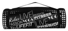 Kilimėlis fitnesui ir jogai Lifefit, balta/juoda, 180 cm x 60 cm x 1.5 cm
