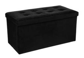 Pufas Atmosphera Velvet, juodas, 76 cm x 38 cm x 38 cm