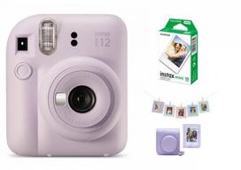instax mini 12 LILAC PURPLE + PRIEDŲ rinkinys (DĖKLAS, ALBUMAS, RĖMELIAI SU SEGTUKAIS) + instax mini glossy (10pl)
