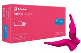 mercator - Vienkartinės nitrilinės pirštinės MERCATOR Nitrylex magenta M 100vnt - 1 nuotrauka