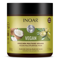 INOAR Vegan Mask - daugiafunkcinė plaukų kaukė su kokoso ir alyvuogių aliejais 500g