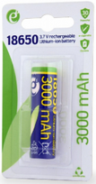 lithium 18650 baterija - GEMBIRD Lithium-ion 18650 Battery 10C 3000mAh - 1 nuotrauka