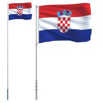 VidaXL Kroatijos vėliava su stiebu, 5,55 m