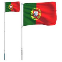 VidaXL Portugalijos vėliava su stiebu, 5,55 m