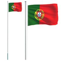 VidaXL Portugalijos vėliava su stiebu, 6,23 m