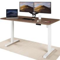 desktronic - Rašomasis stalas reguliuojamo aukščio Desktronic Home One, baltas/riešuto - 1 nuotrauka