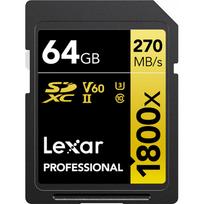 uhs v60 - Lexar Pro 1800x SDXC R270/W180 64GB U3 (V60) UHS-II - 1 nuotrauka