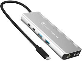thunderbolt 3 usb hub c - J5Create USB4 8K MULTI-PORT HUB SPACE/Pilkas - 1 nuotrauka