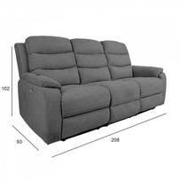 Recliner sofa MIMI 3-seater, grey