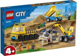 lego kranas - LEGO City Statybiniai sunkvežimiai ir kranas su griaunamuoju rutuliu 60391 - 3 nuotrauka