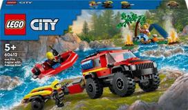 lego automobilis - LEGO City 4x4 ugniagesių visureigis su gelbėjimo valtimi 60412 - 1 nuotrauka