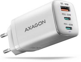 AXAGON ACU-DPQ65W 1x USB-A / 2x USB-C, PD 3.0 / QC4+ / PPS, 65W, baltas