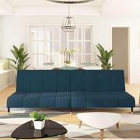 Dvivietė sofa-lova, mėlynos spalvos, aksomas