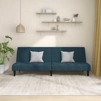 dviviete sofa lov - Dvivietė sofa-lova, mėlynos spalvos, aksomas - 2 nuotrauka
