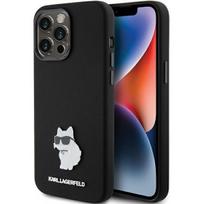 iphone 15 pro max deklas silicone case - Karl Lagerfeld "Silicone Choupette Metal Pin iPhone 15 Pro Max" Black - 1 nuotrauka