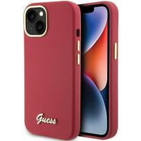 Guess "Silicone Script Metal Logo & Frame iPhone 15" Magenta