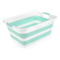 Baltos ir turkio spalvos sulankstomas skalbinių krepšys Addis Collapsible Laundry Basket