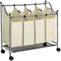 Songmics Skalbinių dėžė 4 x 35 L smėlio spalvos
