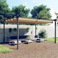 pavesine su stogu - vidaXL Sodo pavėsinė su įtraukiamu stogu, taupe spalvos, 4x3m - 1 nuotrauka